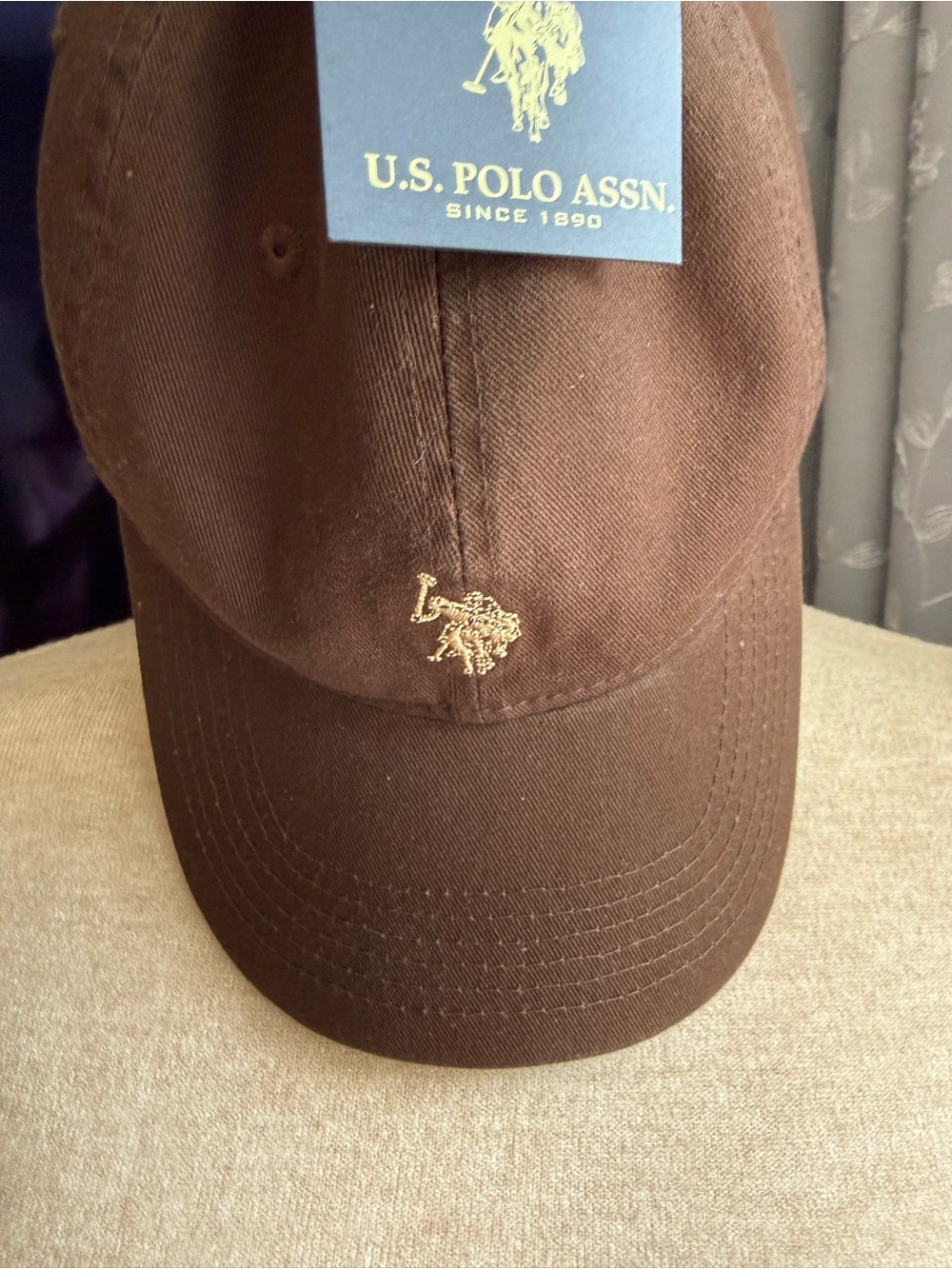 U.S. Polo Assn. Brown Baseball Cap with Gold Pony Logo